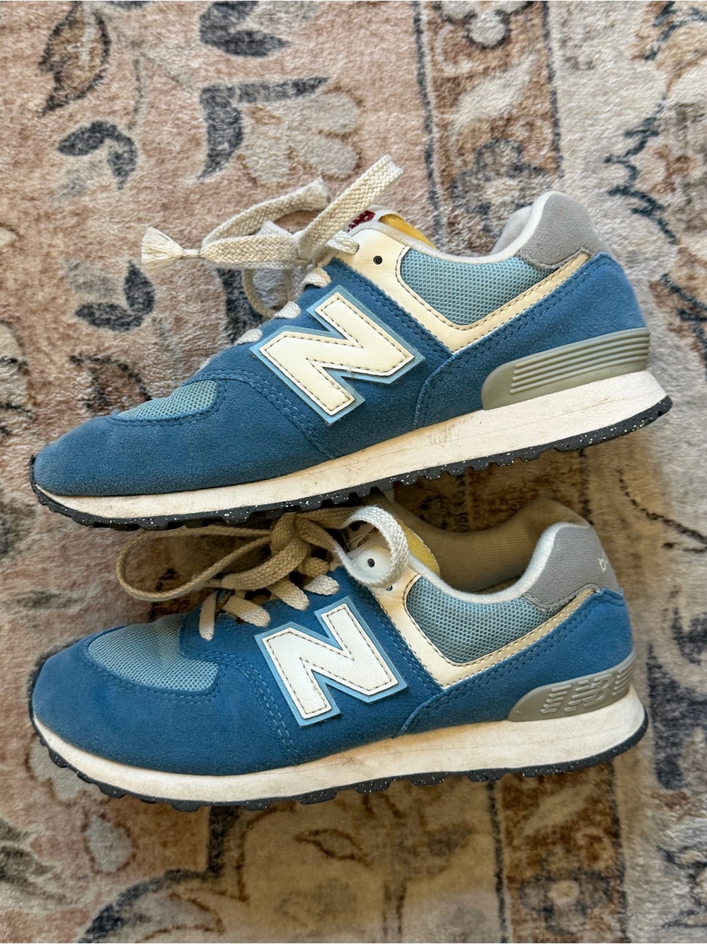 New Balance Blue and Cream Retro Runner Sneakers